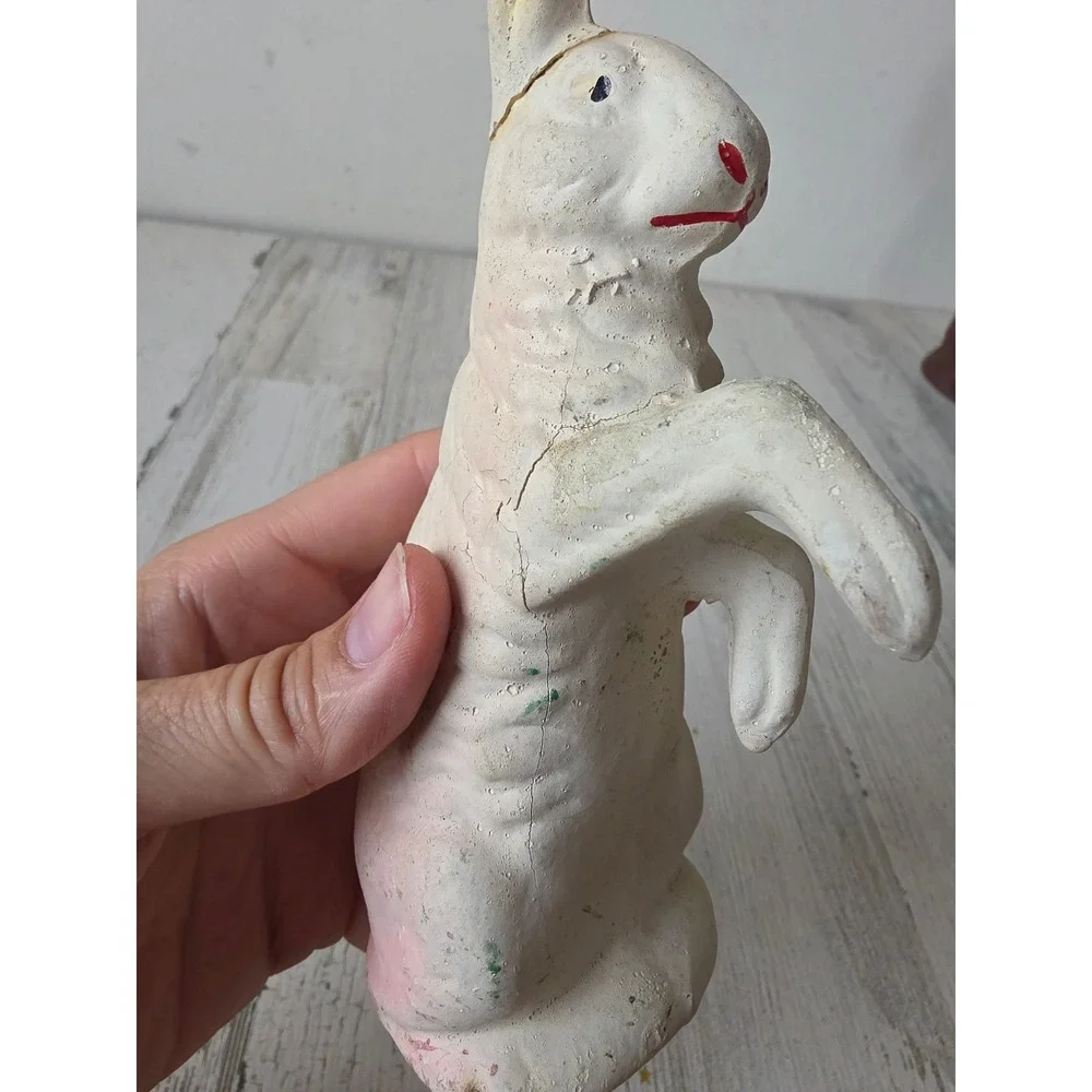 Antique Germany paper mache Easter AS IS bunny rabbit statue figurine decor